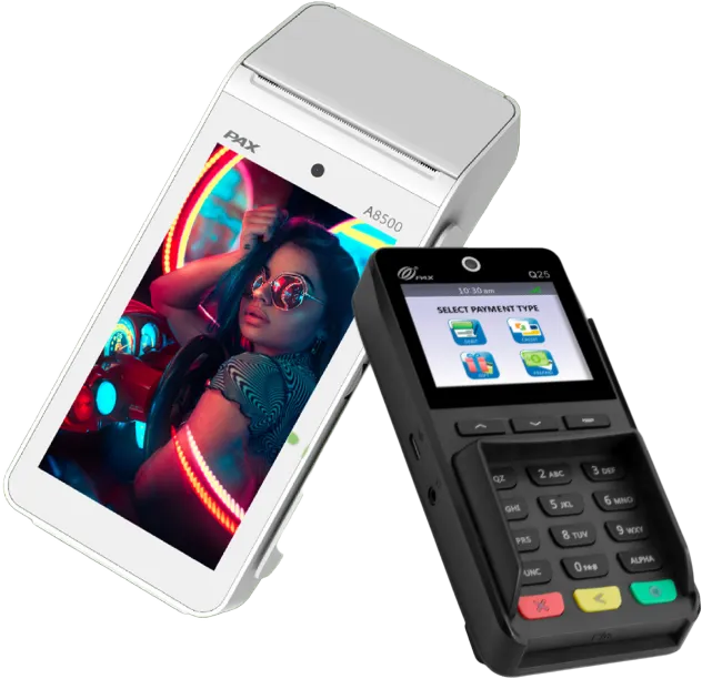 Terminal de paiement PAX A8500 accompagné du pinpad client Q25