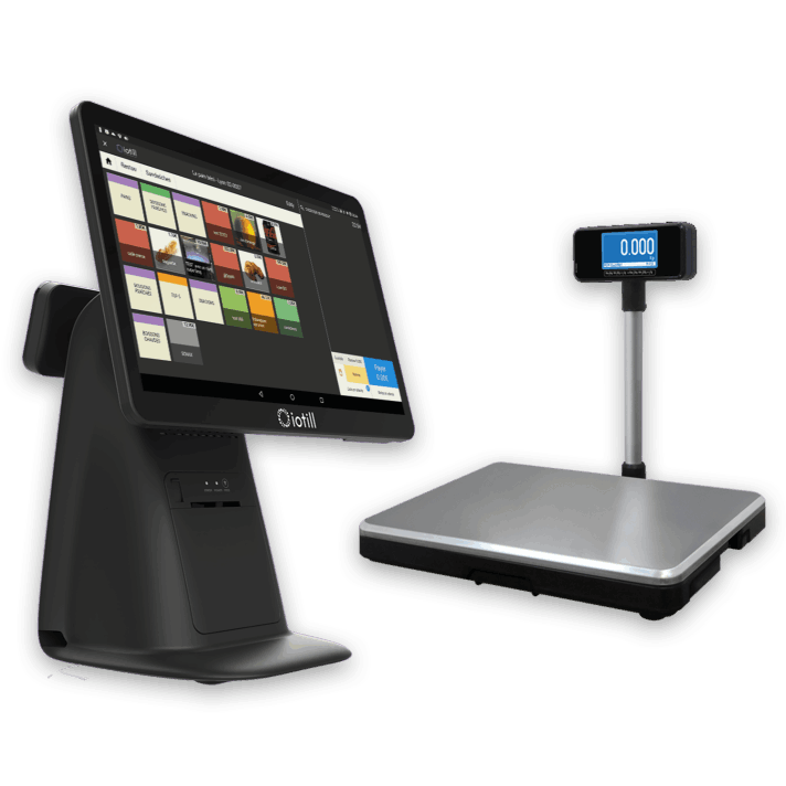 Caisse tactile iotill connectée à une balance checkout